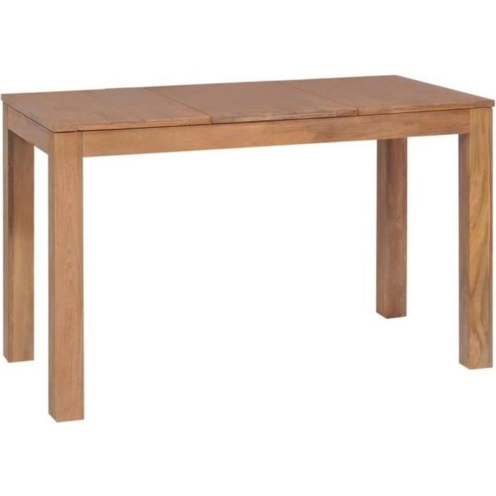 Table de salon salle à manger dîner design bois de teck et finition naturelle 120 cm 0902246