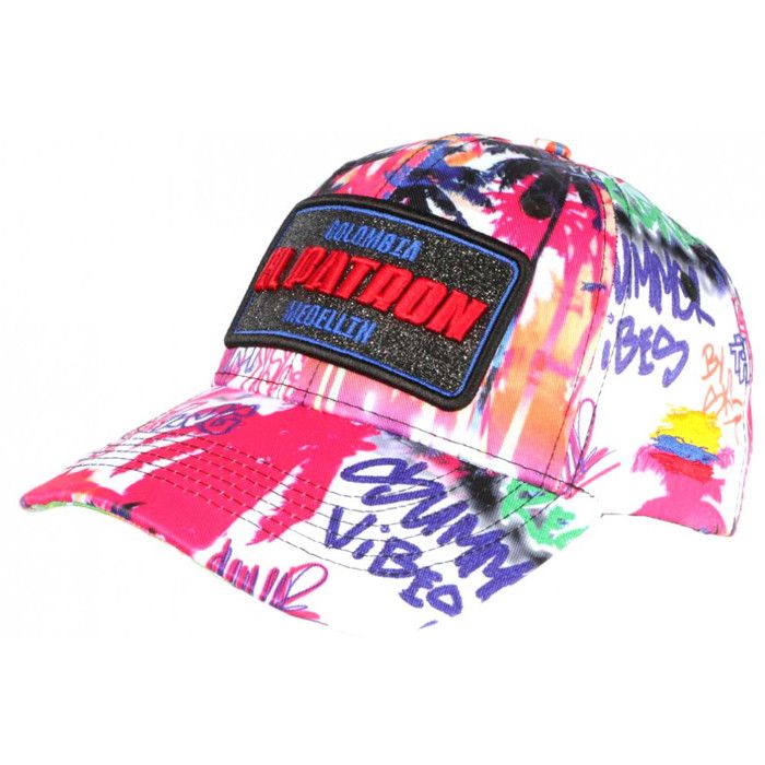 Casquette El Patron Rose et Blanche Print Streetwear Medellin Baseball - Taille unique - Rose