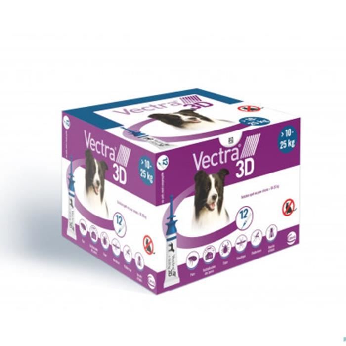 Comparer les prix de Soin pour chien 10-25 kg anti-puces Ceva Vectra 3d (x12)