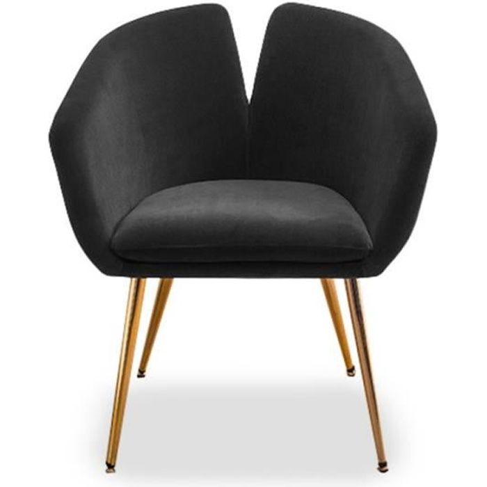 chaise design velours love - meubler design - noir - pieds en métal or - confortable et élégante