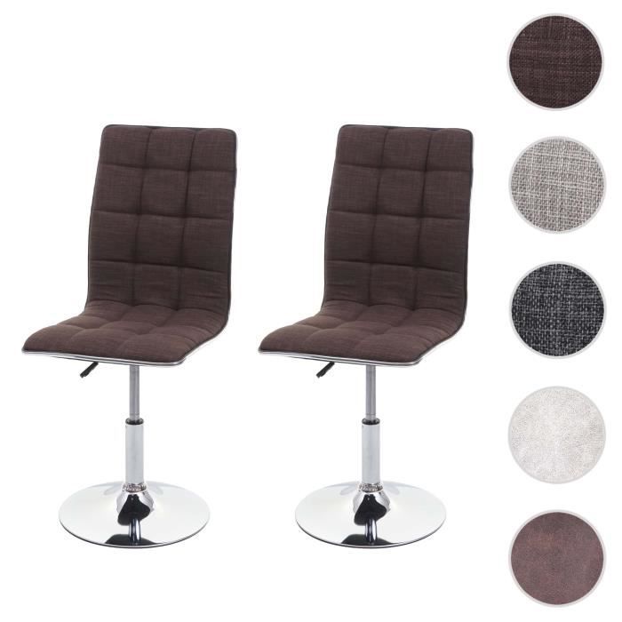 Lot de 2 chaises de salle à manger pivotantes et réglables en hauteur HWC-C41 en tissu brun