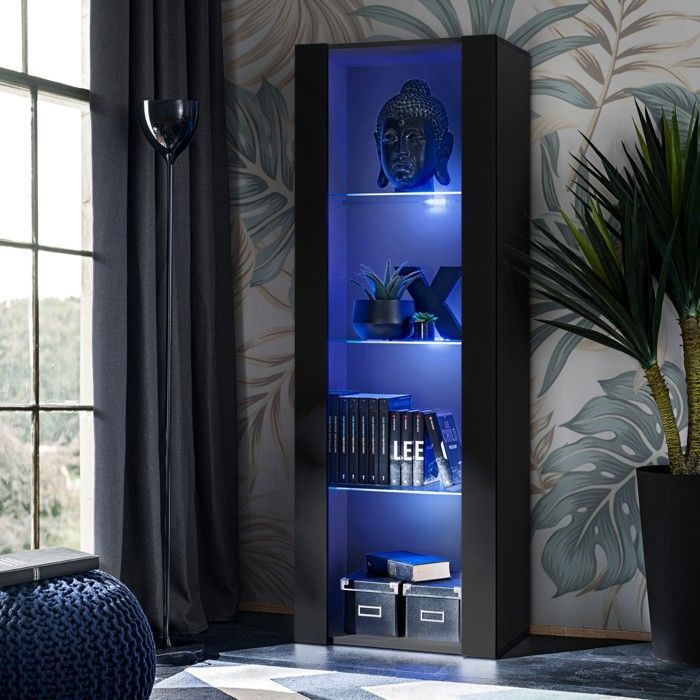Vitrine Armoire Komodee TIVOLI - LED bleues - Noir - 55 x 159 x 35 cm Vitrine Armoire Komodee TIVOLI - LED bleues - Noir - 55 x 159 x 35 cm