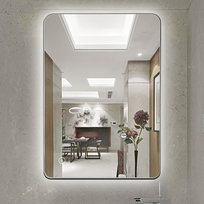 60 Miroir de Salle de Bain de l/éger LED Cadre en Alliage daluminium dor/é Lumineux Miroir de Pansement Ovale Single Touch Miroir de Salle de Bain Intelligent Or Noir 50 * 80 60 * 100 60 * 90