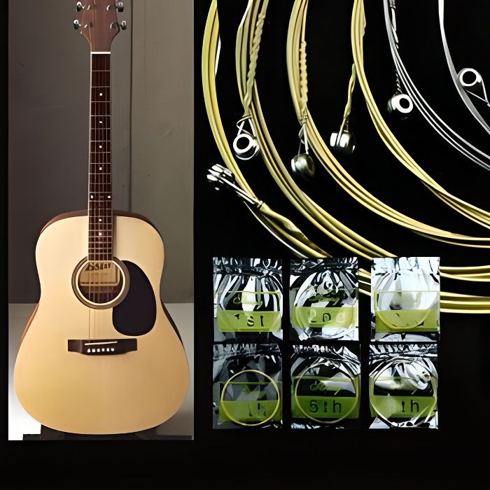Qewmsg Super Léger 1 Jeu De 6 Cordes En Acier Pour Guitare En Bois Cordes De Guitare Acoustique Pour Accessoires De Guitare Classique 