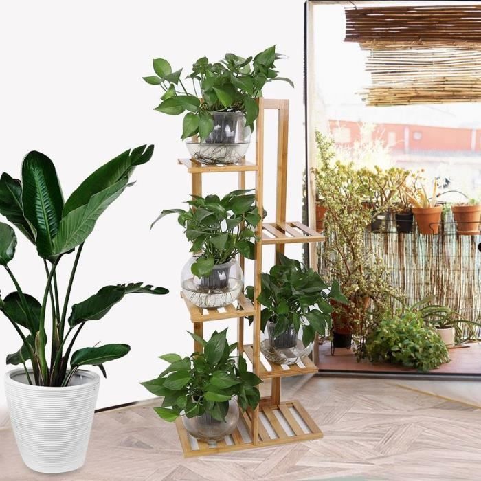 Support De Plante En Bois - Table D'Appoint Rond - Diamètre ~20cm, Hauteur ~42cm - Pour Intérieur
