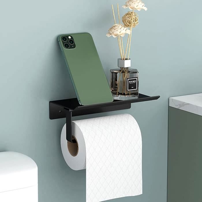 LAOYE Porte Papier Toilette Mural - Support Papier Toilette sans Percage -  Derouleur Papier Toilette Mural en Aluminium - Rouleau avec Plateforme  Anti-Chute pour Salle de Bain WC (Noir) : : Bricolage