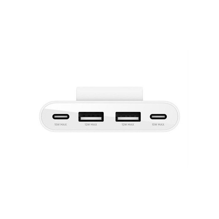 Hub Belkin BoostCharge 4 ports 2 USB-C et 2 USB-A avec câble de 2 m Blanc