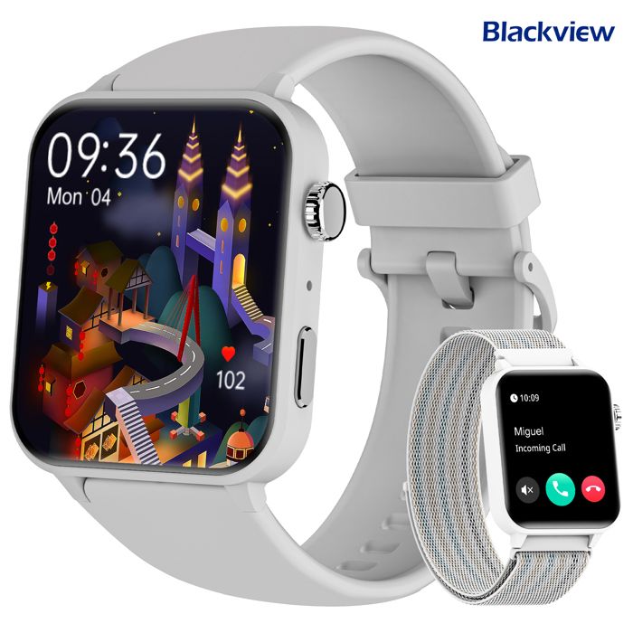 Montre connectée Blackview R30 Montre Connectée Femme Homme Smartwatch  Bluetooth de Sport Étanche pour iOS Android - Gris