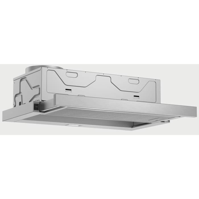 Hotte tiroir téléscopique BOSCH DFM064W52 60 cm Inox Evacuation / Recyclage 400 m³ airh 68 dB max 3 vitesses