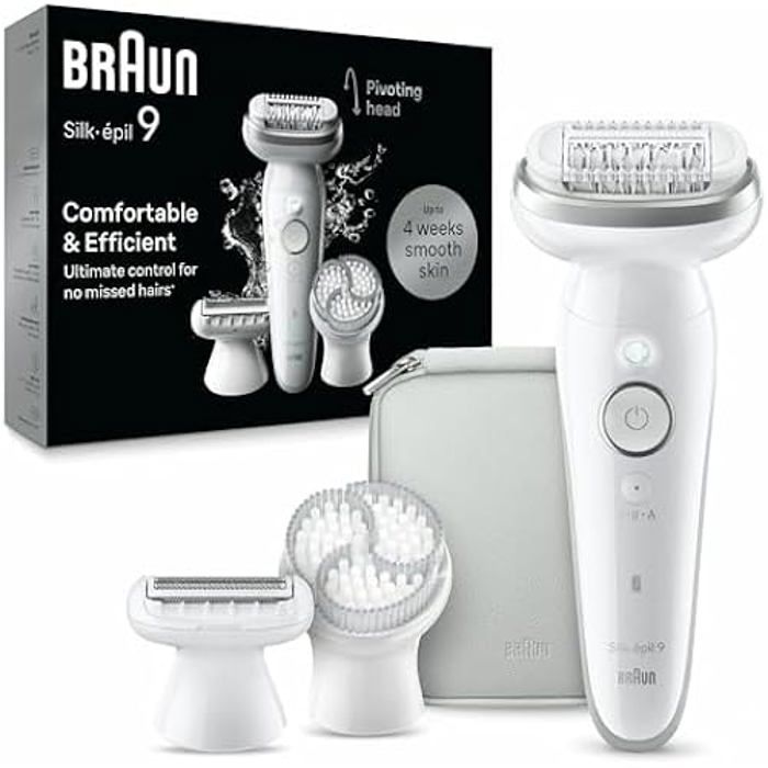 Épilateur électrique femme Braun Silk épil 9 Tête flexible Peau lisse jusqu'à 4 semaines