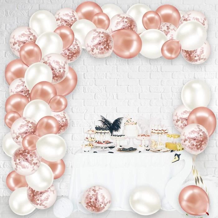 Kit Arche Ballon Rose Blanc, 103 Pcs 5 10 12 18 Pouces Kit Guirlande Ballon Rose Blanc Avec