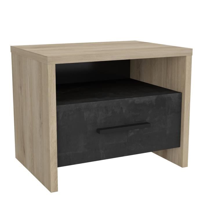 Colorado Table De Chevet 1 Tiroir Decor Chene Kronberg L 49 6