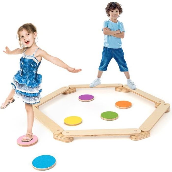 COSTWAY Parcours de Motricité Jeux Exterieur Enfants en Bois 12 Pièces  Montessori 6 Poutres d'Equilibre et 6 Marches Combinable - Cdiscount Jeux -  Jouets