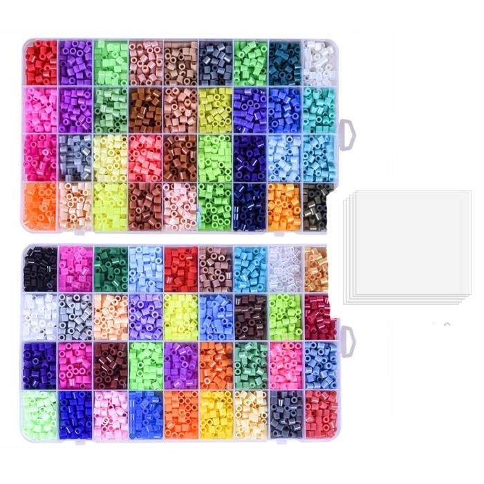 STARTOGOO Kit De Perles à Repasser 12000 Pièces - 24 Couleurs - 3 Plaques + 50 Modèles - Enfants 5 Ans+