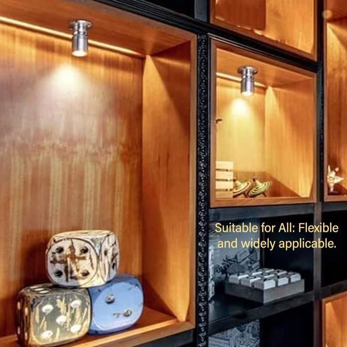 KKPLZZ Mini Spots LED 5V USB, Lumière D'affichage De Vitrine, Intensité Variable 1 à 3, Petite Lumière D'armoire Pour Collection De Bijoux (Éclairage Blanc