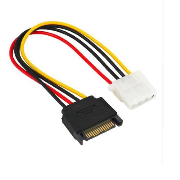 Adaptateur de câble d'alimentation pour disque dur de 4 broches Molex mâle à 15 broches SATA femelle - Chine IDE pour le câble SATA à SATA IDE et mâle 4 broches du