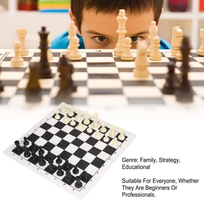 Jeu D'Échecs Portable Voyage – Plateau Pliant PVC 34x34 Cm, Sac Rangement, Tournoi Intérieur Extérieur