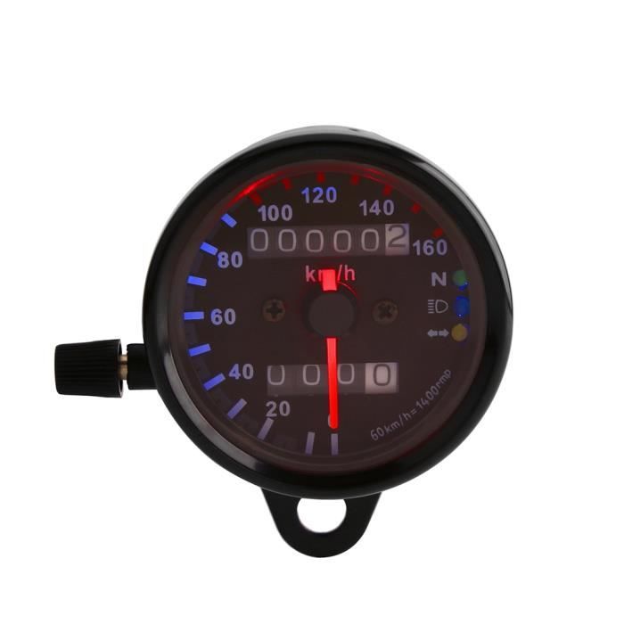 Compteur De Vitesse Moto Universel LED Double Couleur - Tachymètre Kilométrique Km/H Rétroéclairage Pour Moto Essence