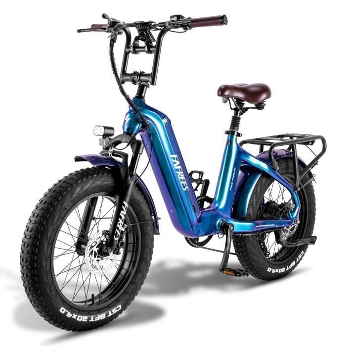 velo electrique Fafrees F20 Master 20 pouces Autonomie 120km Amortisseur avant VTC Fat bike Batterie 48V22.5Ah bleu