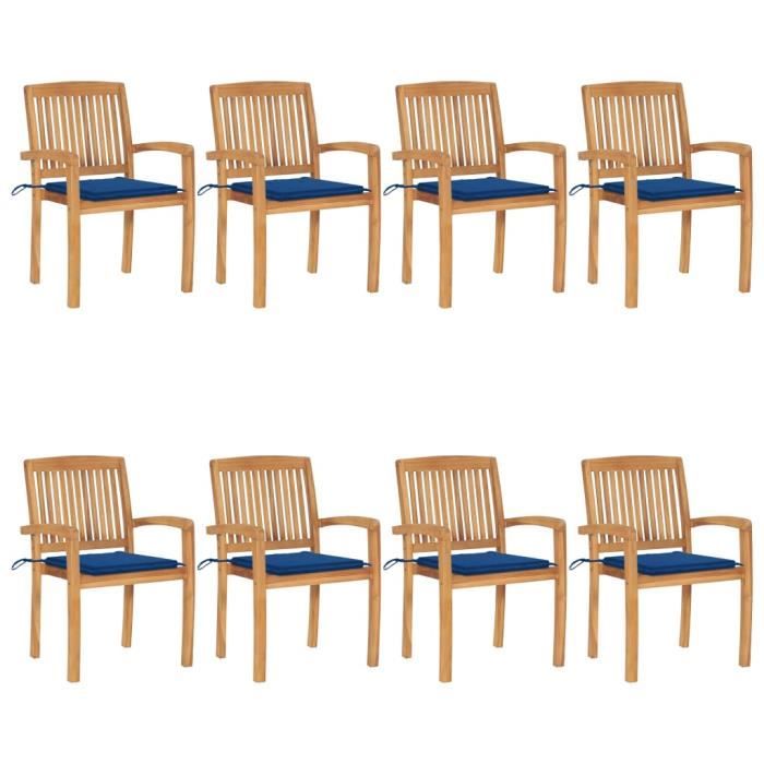 Lot De 4 Chaises De Jardin En Teck JAVA - Empilables, Design épuré, Accoudoirs Inclinés - Dimensions 54x47x88.5 Cm, Support 100 Kg