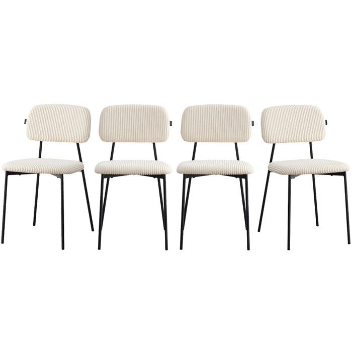 Lot de 4 chaises en velours côtelé beige - Lorie Lot de 4 chaises en velours côtelé beige - Lorie