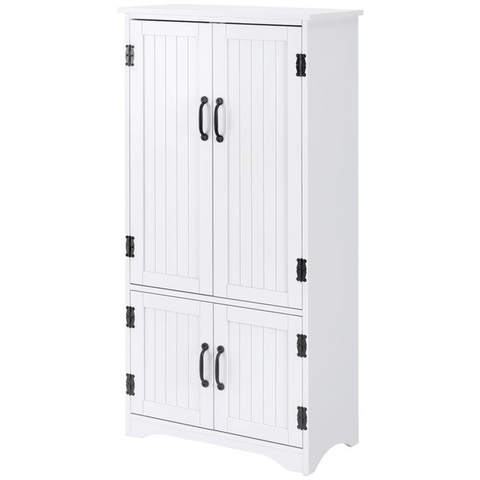 Buffet de cuisine - HOMCOM - contemporain multi-rangements 2 placards 3 étagères mobilier - MDF - 60x30x123cm - blanc