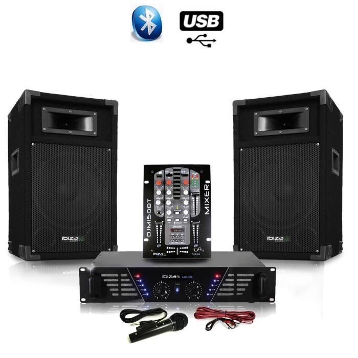 Pack Sono DJM300-BT ampli + HP 500W Table de mix avec USB Bluetooth