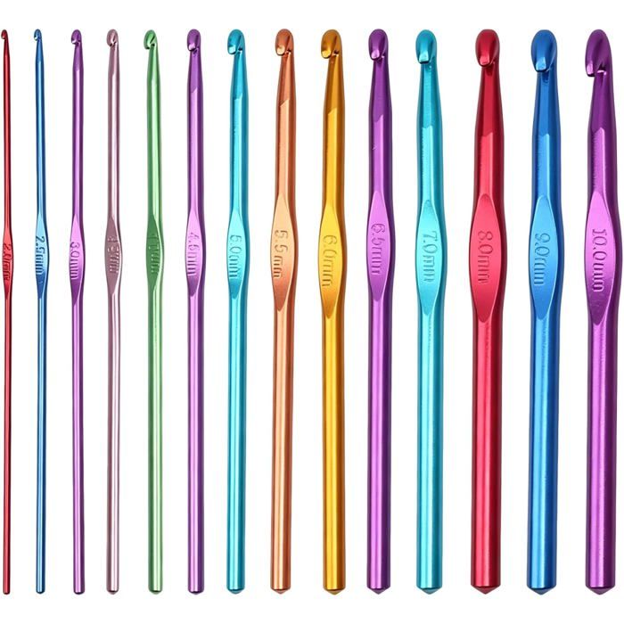 Crochets en aluminium 14 pcs de différentes couleurs et tailles ...