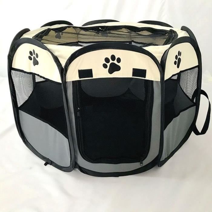Comparer les prix de Enclos Parc à Chiots Pliable - Beige gris - 90 x 90 x 58 cm - Oxford
