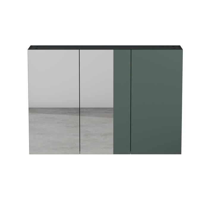 Armoire Suspendue de Salle de Bain MAI & MAI avec Miroir 100x15x70 cm Gris Noir Mat
