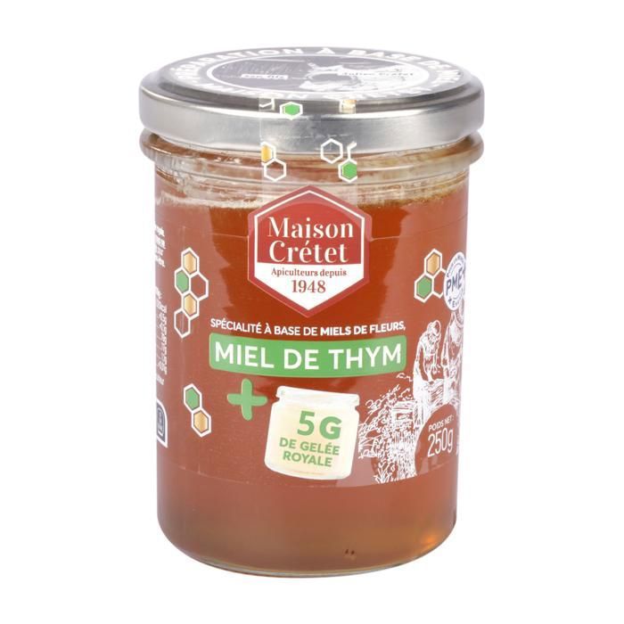 Maison Crétet-Miel de Thym et Gelée royale-10 gr de gelée royale dans ce pot - préparation pot de 250gr