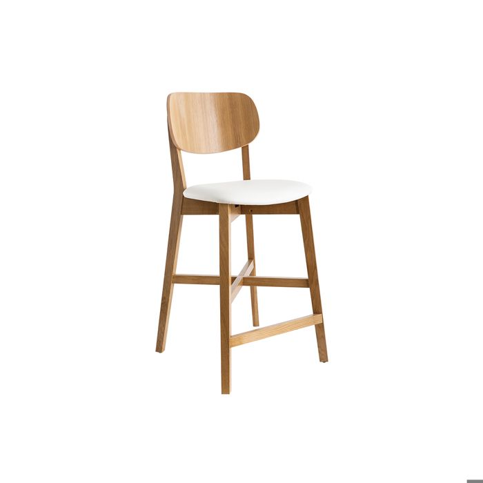 Miliboo - Tabouret de bar bois clair chêne et blanc H65 cm LUCIA