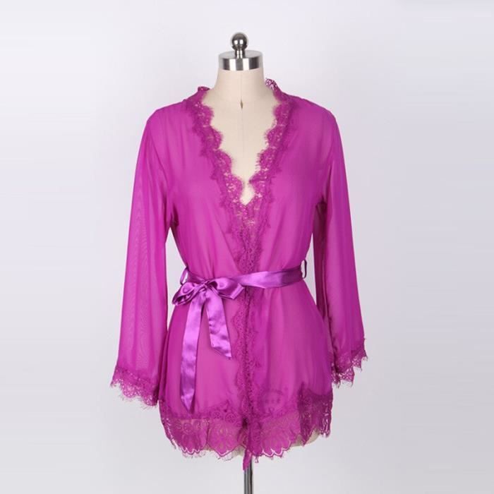 Robe transparente peignoirs nuisette chemise de nuit grande taille Lingerie Sexy femmes sexe 