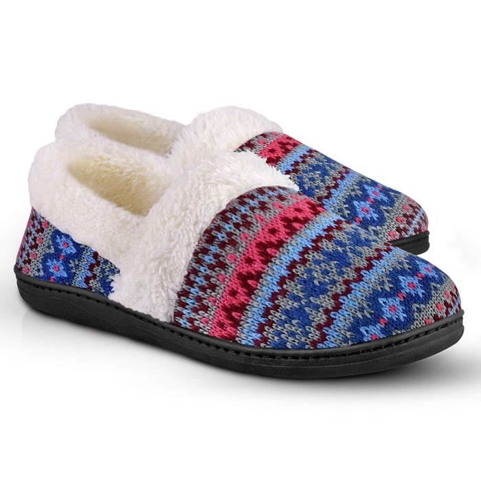 Chausson Fuien Pantoufles En Tricot A Enfiler Pantoufles En Mousse A Memoire De Forme Floue Peluche Semblable A De La Laine Doublee Bleu Clair Cdiscount Chaussures