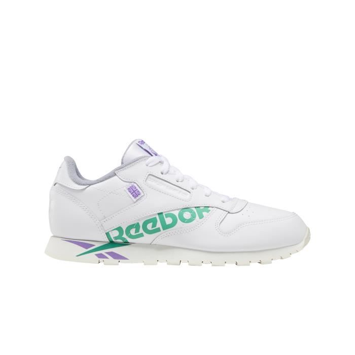 Basket Reebok CLASSIC LEATHER Junior - Blanc/Bleu/Vert - Tige en cuir - Semelle en EVA - Logo Reebok Basket Reebok CLASSIC LEATHER Junior - Blanc/Bleu/Vert - Tige en cuir - Semelle en EVA - Logo Reebok