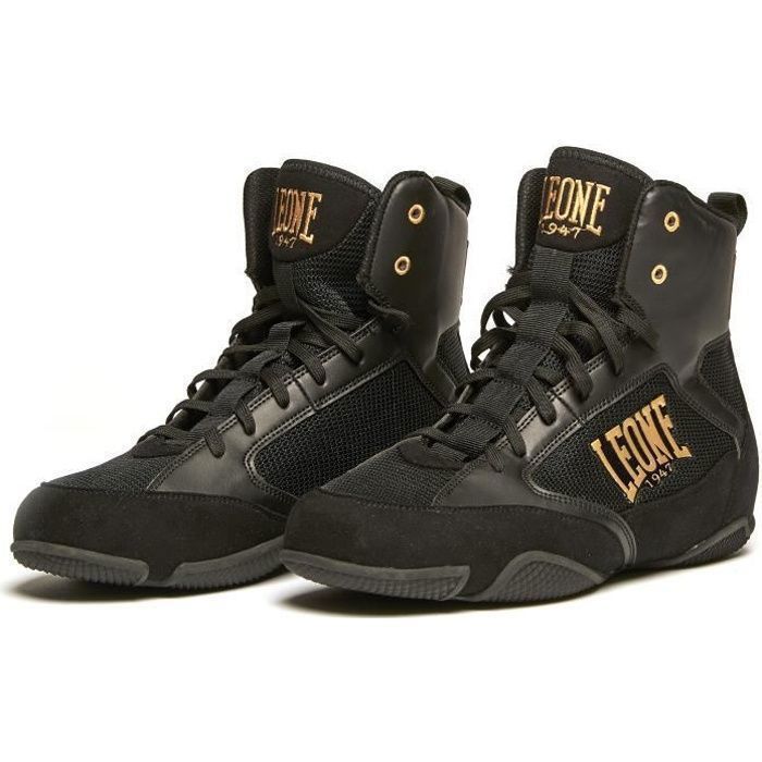 Chaussures de boxe Leone Premium Noir Tige moyenne