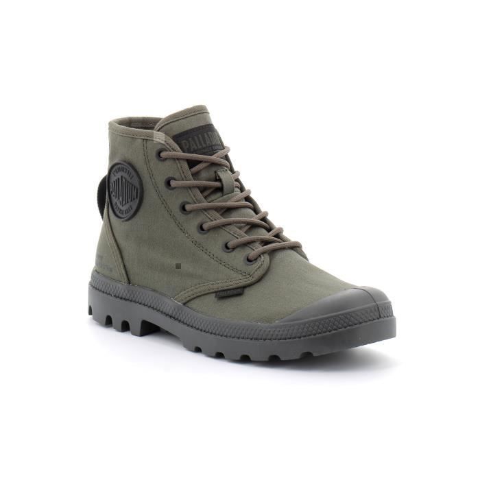 Palladium Baskets Pampa Hi HTG Supply - Vert Olive Night - Homme Adulte - Toile de coton bio et PET recyclé