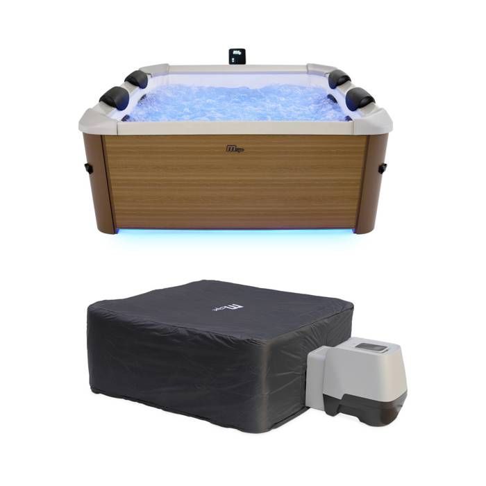 Spa rigide 6 places hydromassages 4 coussins avec LED