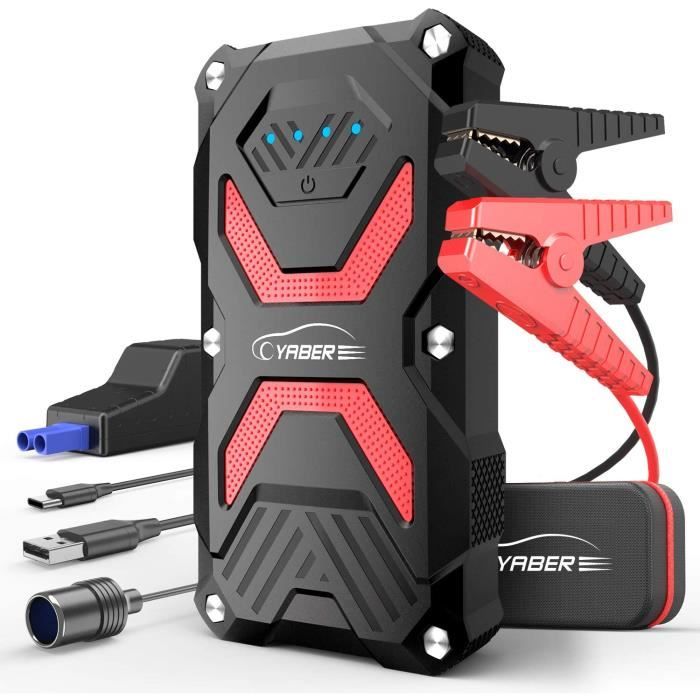 YABER Booster Batterie, 1000A 13800mAh Booster Batterie Voiture Moto (Jusqu'à 6.0L Essence 5.0L Gazole) avec Lamp LED,Deux Ports