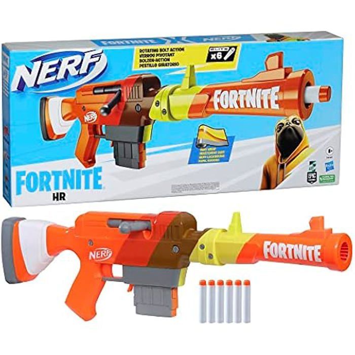 Nerf Fortnite SR – Blaster + 8 Fléchettes Elite Officielles – Repliquant Du Fusil Fortnite