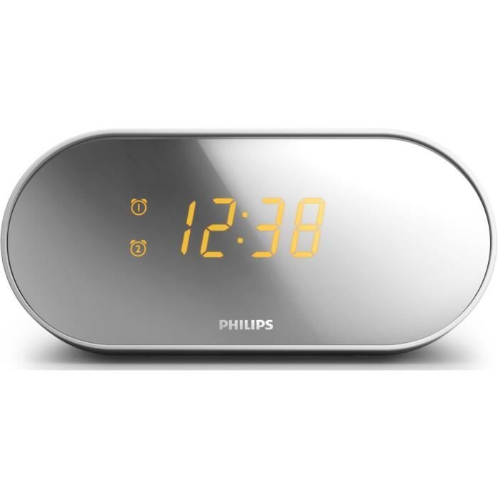 Philips AJ3231 double alarme horloge radio AUX lecteur MP3 avec finition miroir