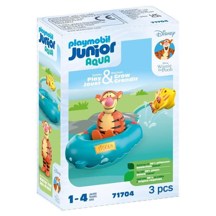 PLAYMOBIL Junior 71704 Tigrou avec canot Flotte dans leau Jouet pour le bain Junior & Disney Dès 12 mois