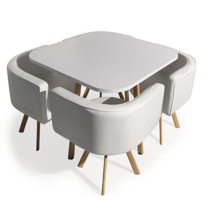 Ensemble Table et 4 chaises scandinaves Oslo Blanc 90  Cdiscount Maison