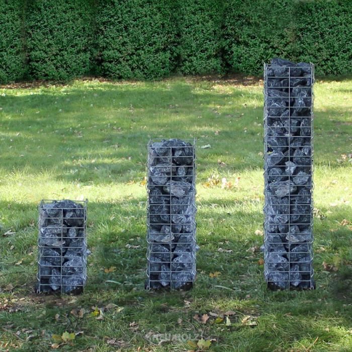 gabions en pierre/espaliers / plan rectangulaire - 25cm gabions kit de 6 pro.tec 115 | 75 | 45 cm de haut colonnes 