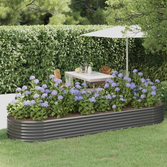 Jardinière De Jardin Acier Enduit De Poudre 224x80x68 Cm Anthracite Lit