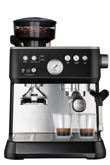 Machine a Café - Machine à Espresso et Cappuccino - Moulin à café ZERO STATIC™ intégré - Noir - Grind & Infuse Perfetta 1019 Solis