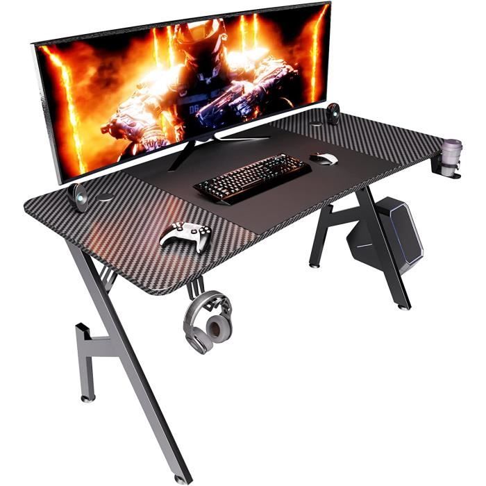 Bureau Gamer D'angle 130 X 130 Cm Avec LED - Bureau En L Avec Surface Carbone, Idéal Pour Jouer, étudier Et Télétravailler - 10