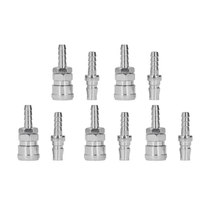 Raccords Rapides Tout Cuivre Nickelé 6mm - 2 Pièces Avec Coude à 90° Filetage Mâle BSP 1/2'' - Pour Air Comprimé, Pneumatique, étanchéité Optimale - 11