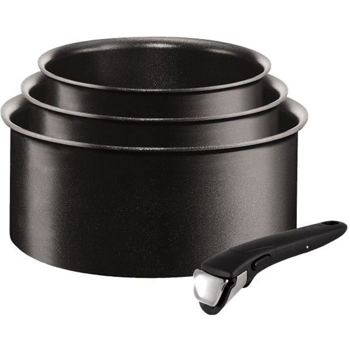 Tefal L6509503 Ingenio Expertise Lot de 3 Casseroles + 1 poignée Noir 16-18-20 cm