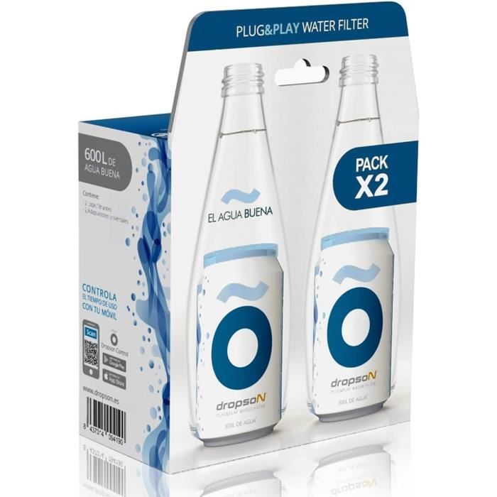 Filtre à Eau Dropson X2 - Pour Robinet - 600L Filtrés - Smartphone Control - Goût Chlore éliminé